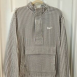 Levi’s Men’s Quarter Zip Striped Pullover Jacket - Gray & White size small